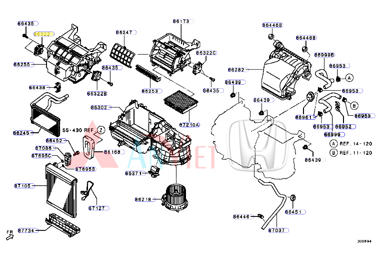 Mô tơ điều khiển cửa gió điều hòa xe Mitsubishi Xpander