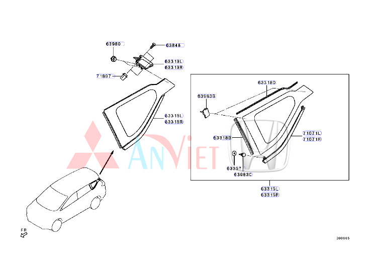 Gioăng kính hông xe Mitsubishi Xpander