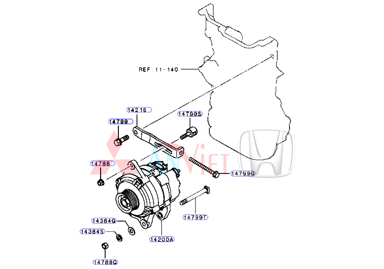 Thanh chỉnh dây Curoa máy phát xe Mitsubishi Xpander