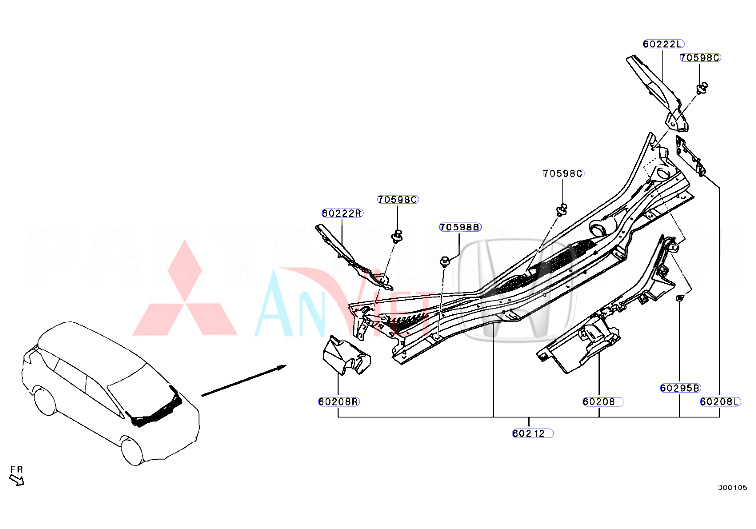 Ốp viền máng nước kính chắn gió xe Mitsubishi Xpander