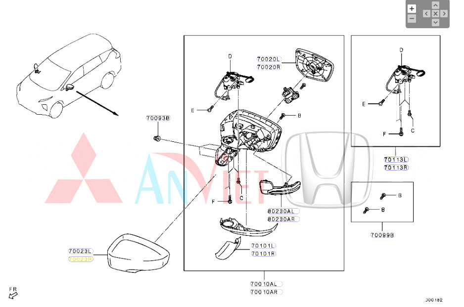 Sơ đồ lắp ráp Gương chiếu hậu Mitsubishi Xpander 7632C613-7632C614 7632C611HA-7632C612HA-7632C611XA-7632C612XA 8351A101-8351A102 26160W010P-26165W010P 7632C609-7632C610-7632C603-7632C604 96302WB80P-96301WB80P 7632D397-7632D398