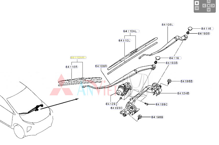 Cơ cấu gạt mưa trước Mitsubishi Xpander