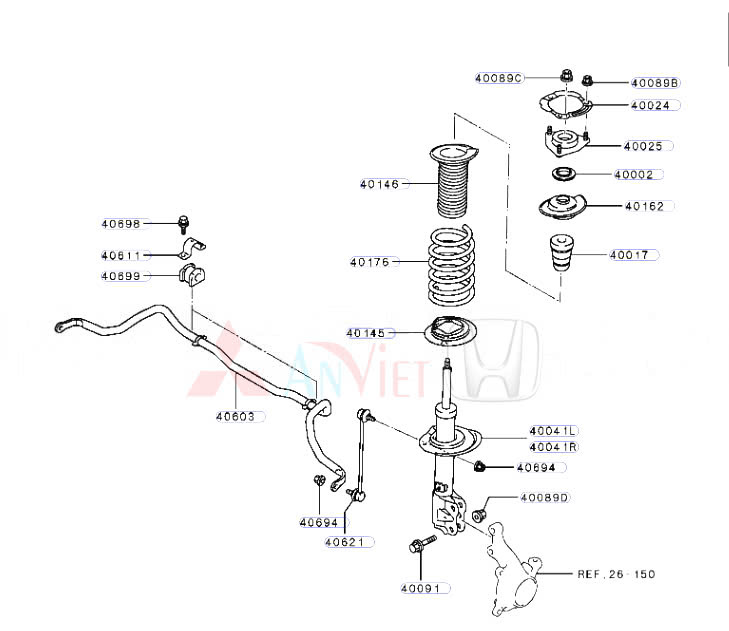 Sơ đồ lắp ráp Tăm bốc giảm xóc trước Mitsubishi Xpander 54320W000P 4040A441 54050W000P 4060A711 54010W120D - 4040A444 4040A442 54302W010P - 54303W010P - 4060A576 - 4060A575 MN101368 4056A247 4056A324 4040A443