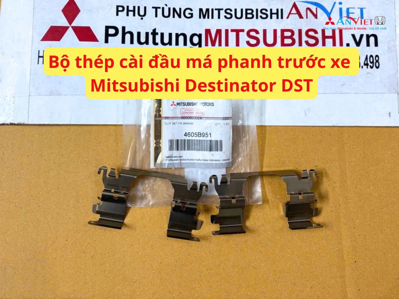 Bộ thép cài đầu má phanh trước xe Mitsubishi Destinator DST 4605B951