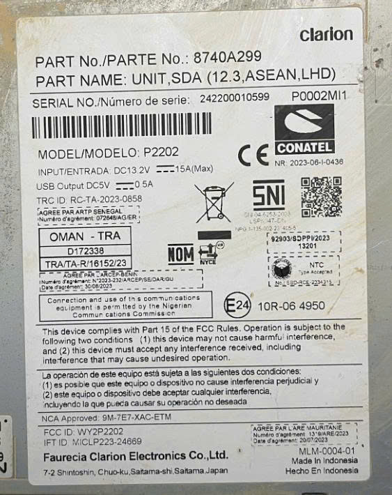Màn hình hiển thị đa thông tin táp lô Mitsubishi Xforcer 2024 91546 = màn 12.3inch=màn to có mỏ