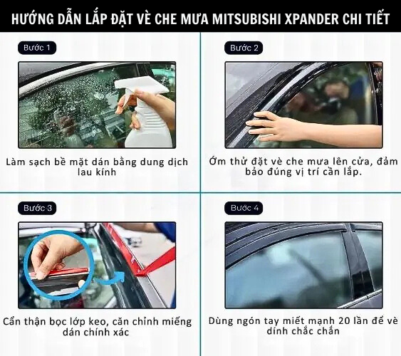 Cách lắp đặt vè che mưa Mitsubishi Xpander