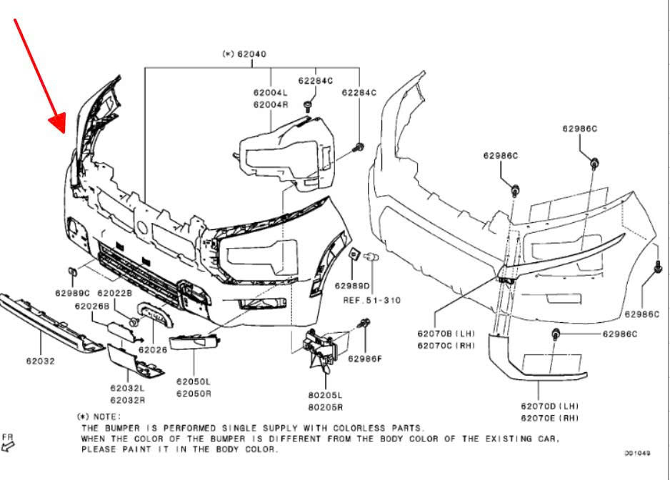 Cản trước Xe Mitsubishi Xpander 2025 2026, ba đờ sốc trước Xpander 2025 2026 62012W950P