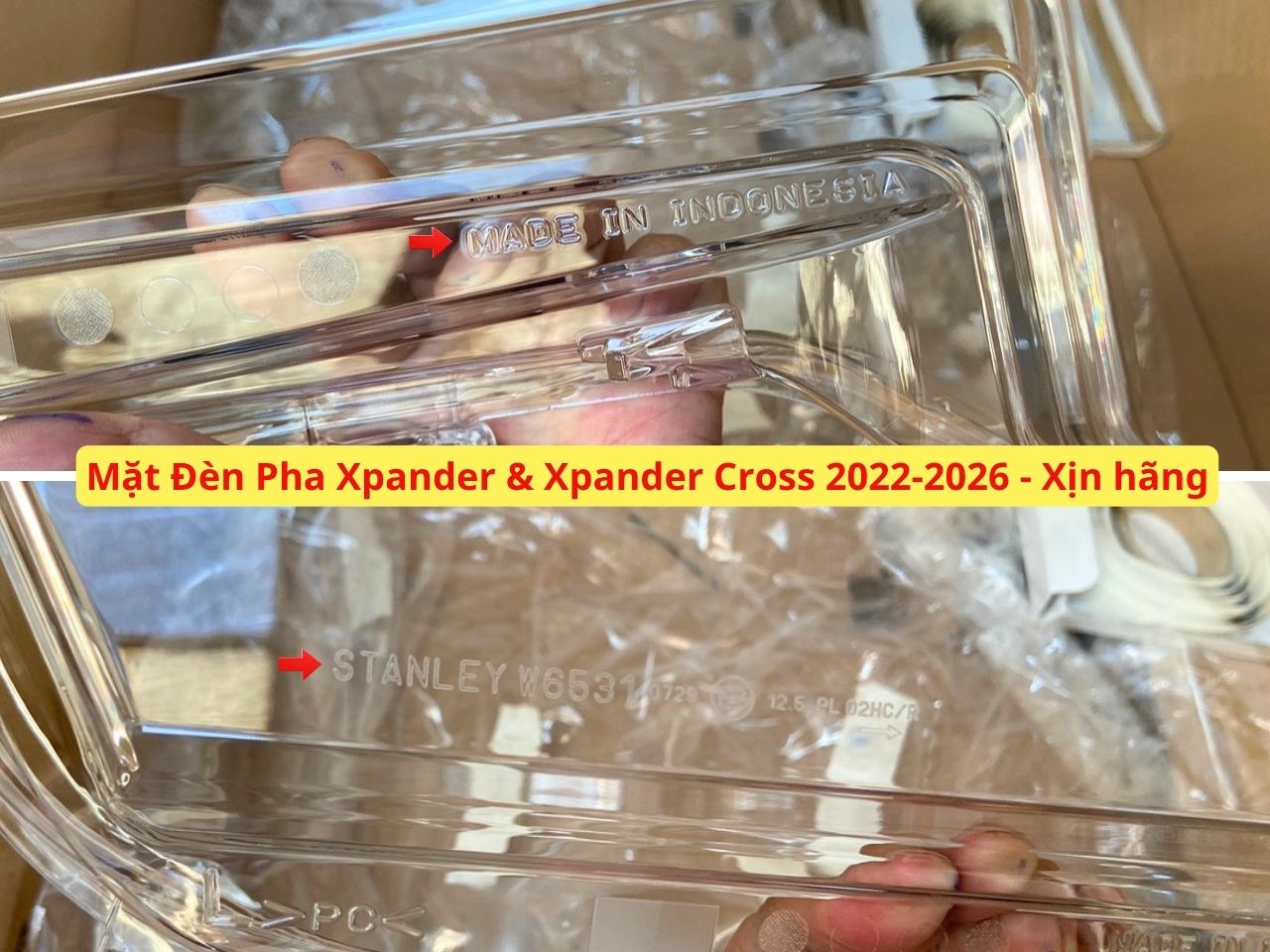 So s&aacute;nh 2 ph&acirc;n loại Mặt K&iacute;nh, Mặt Nhựa Đ&egrave;n Pha xe Mitsubishi Xpander v&agrave; Xpander Cross