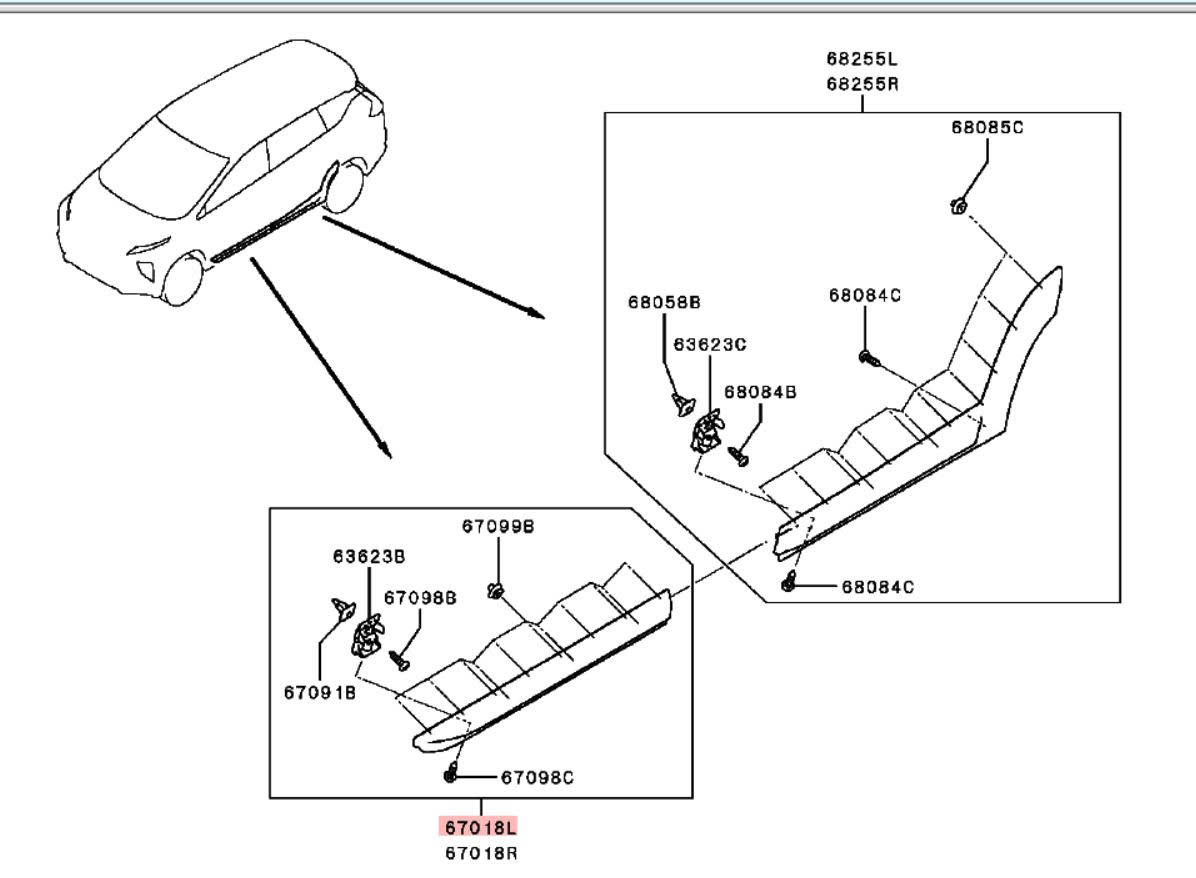 Ốp phồng cánh cửa trước và sau xe Mitsubishi Xpander Cross 2023- 2026 80870W000P 80871W000P 82870W000P 82871W000P 