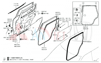Nẹp chân kính ngoài cánh cửa sau Mitsubishi Destinator DST 82820C010P 82821C010P