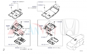 Công tắc cửa sổ trời ở cụm đèn trần trước xe Mitsubishi Destinator DST 8608A521